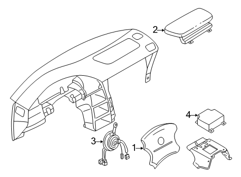 2000 Nissan Quest Air Bag Components Clockspring Diagram for 25554-7B025