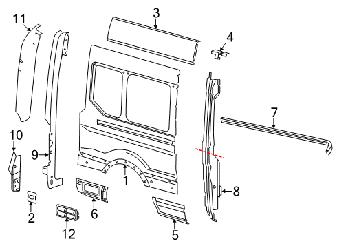 2020 Ford Transit-350 Side Panel & Components Rear Lower Panel Diagram for BK3Z-6110128-B