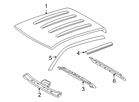 2014 Toyota Tacoma Roof & Components Roof Panel Diagram for 63111-04122