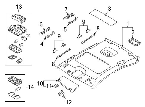 2018 Hyundai Sonata Interior Trim - Roof Overhead Console Lamp Assembly Diagram for 92810-C2500-TRY