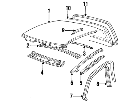 1995 Buick Skylark Roof & Components, Back Glass Retainer-Roof Side Rail Auxiliary Rear Weatherstrip *Black Diagram for 22577462