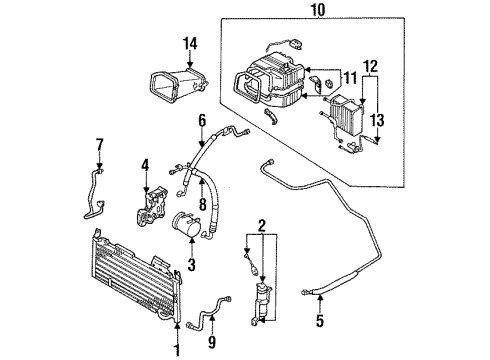1987 Nissan Pulsar NX Condenser, Compressor & Lines, Evaporator Components Liquid Tank Diagram for J2131-50M00