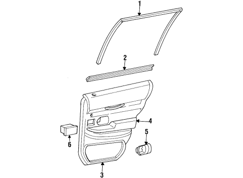 1999 Ford Crown Victoria Interior Trim - Rear Door Armrest Pad Diagram for XW7Z5427619AAB