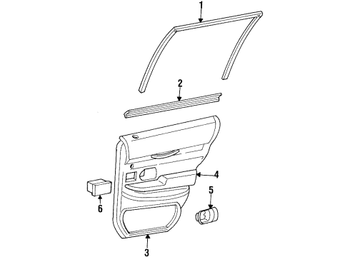 1999 Ford Crown Victoria Interior Trim - Rear Door Armrest Pad Diagram for F7AZ-5427619-AAF