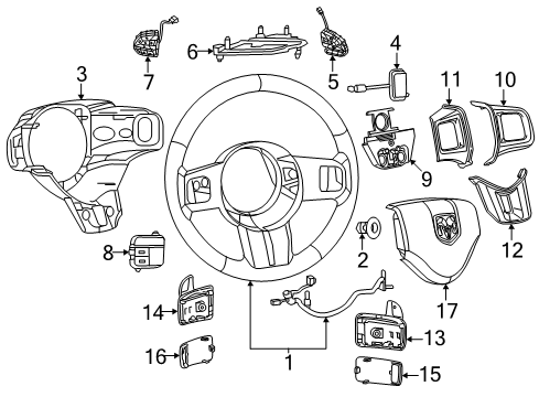 2018 Dodge Charger Steering Column & Wheel, Steering Gear & Linkage Switch-Radio Control Diagram for 5RQ11DX9AC