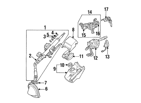 1994 Mitsubishi Mirage Switches Cylinder Lock Steering Diagram for MB927054