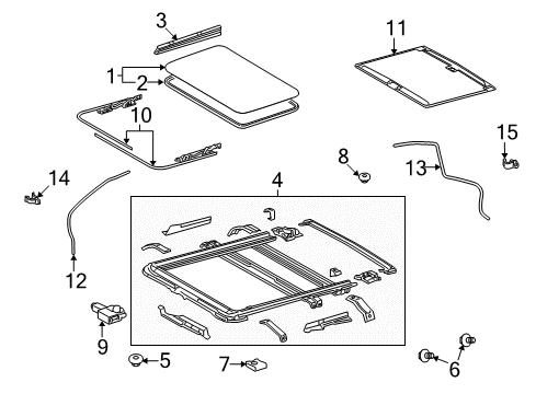 2011 Toyota Land Cruiser Sunroof Sunshade Diagram for 63306-60150-B1