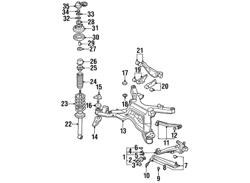 1995 Dodge Stealth Rear Suspension Components, Lower Control Arm, Upper Control Arm, Ride Control, Stabilizer Bar Plate-Rear Suspension Assist Link Diagram for MB111440