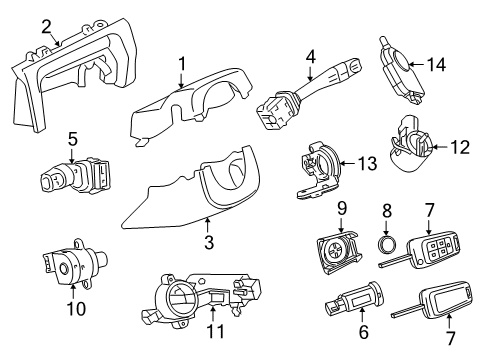 2017 Chevrolet Caprice Shroud, Switches & Levers Lock Housing Diagram for 84624982