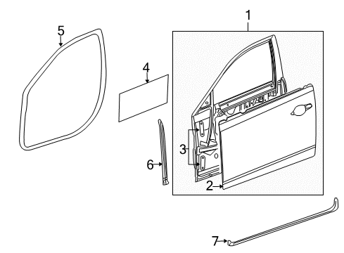 2009 Cadillac CTS Front Door Door Shell Diagram for 15880690