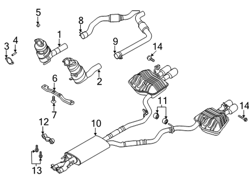 2020 Lincoln Aviator Exhaust Components Muffler & Pipe Assembly Diagram for L1MZ-5230-H