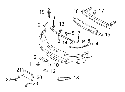 2001 Chrysler Sebring Front Bumper RETAINER-Special Head Plastic Diagram for 6503819