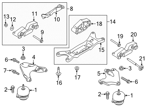 2015 Ford Mustang Automatic Transmission Transmission Mount Damper Diagram for FR3Z-4A085-E
