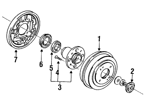 1995 Honda Civic Rear Brakes Plate, Right Rear Brake Backing Diagram for 43110-SR4-A02