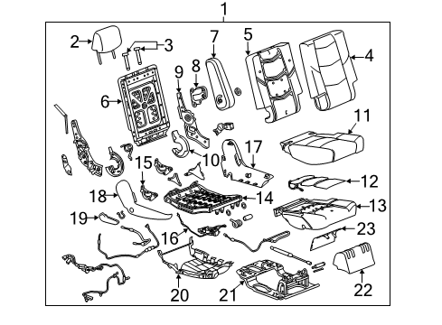 2018 GMC Yukon Second Row Seats Seat Cushion Pad Diagram for 23470752