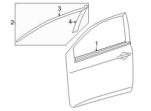2011 Toyota Corolla Exterior Trim - Front Door Body Side MOLDINGS Diagram for PT29A-02095-02