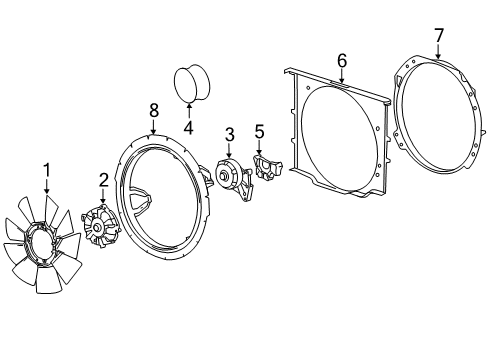 2015 GMC Sierra 2500 HD Cooling System, Radiator, Water Pump, Cooling Fan Fan Shroud Diagram for 23466942