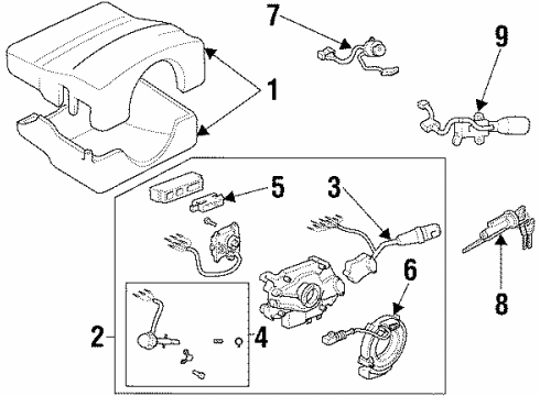 1997 Lexus LX450 Switches Cylinder & Key Set, Ignition Switch Lock Diagram for 69057-60140