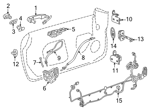 2020 Chevrolet Camaro Front Door Lock Cable Diagram for 23321388
