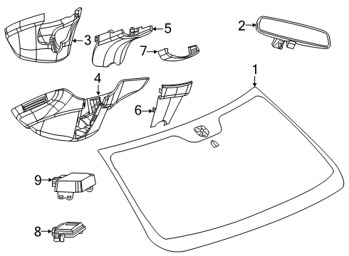 2022 Ram 2500 Glass - Windshield Mirror Diagram for 6PA22TX7AB