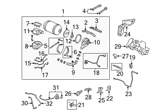 2006 Honda Civic Fuel Supply Band, Tank Valve Duct Diagram for 17769-S1G-000