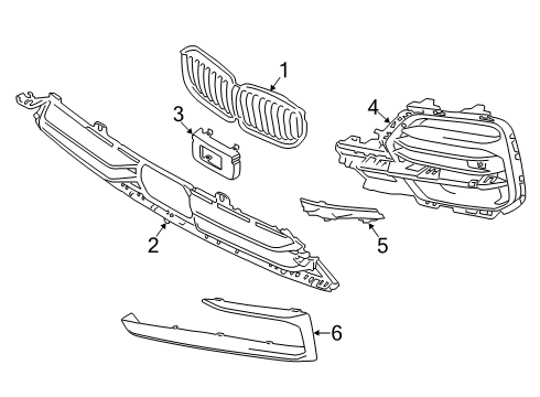 2022 BMW X5 Grille & Components Covering Left Diagram for 51117468203