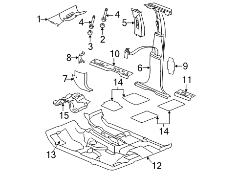 2007 Jeep Grand Cherokee Interior Trim - Pillars, Rocker & Floor Screw-HEXAGON FLANGE Head Diagram for 6105043AA