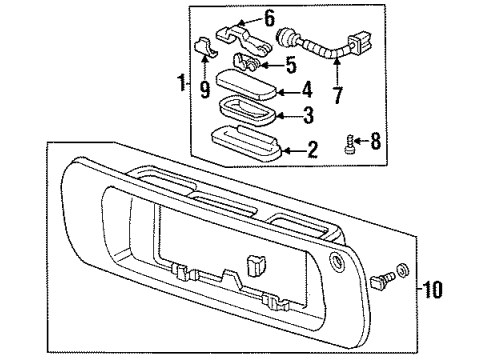 1997 Honda Accord License Lamps Housing, R. Diagram for 34102-SV5-A01