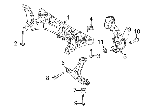 2019 Ford EcoSport Front Suspension Components, Lower Control Arm, Stabilizer Bar Lower Control Arm Front Bolt Diagram for -W715977-S900