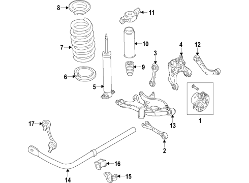 2015 Ford Edge Rear Suspension Components, Lower Control Arm, Upper Control Arm, Stabilizer Bar Shock Absorber Diagram for J2GZ-18125-A