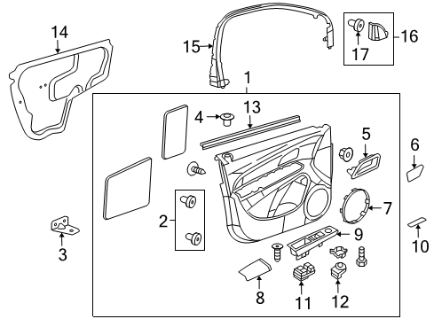 2016 Chevrolet Cruze Interior Trim - Front Door Window Switch Diagram for 13305373