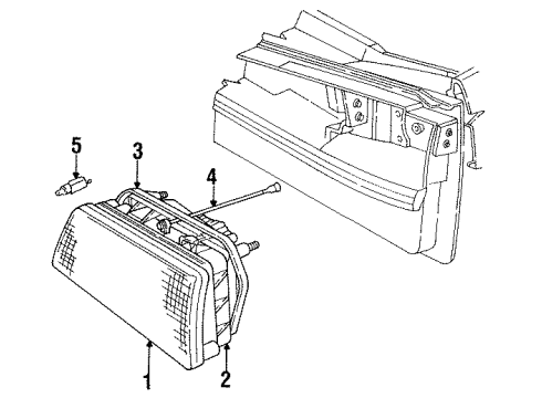 1993 Dodge Shadow Headlamps -& Lens-Aero H/LP Diagram for 4451509