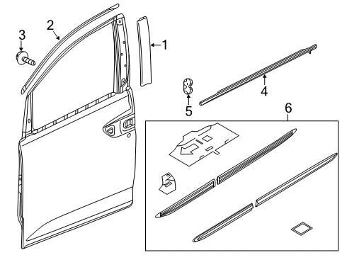 2021 Honda Odyssey Exterior Trim - Front Door Clip, Molding (FR) Diagram for 91551-THR-A01