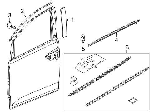 2021 Honda Odyssey Exterior Trim - Front Door Molding Assy., L. FR. Door Sash Diagram for 72465-THR-A11