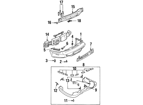 1996 Pontiac Firebird Rear Bumper Plate Asm-Rear Bumper Imp Bar Stud Diagram for 10166722