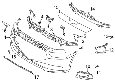 2021 Genesis G90 Bumper & Components - Front Support Assembly-FR Bumper UPR Diagram for 86550-D2500