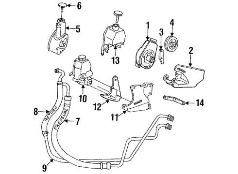 1992 Dodge Spirit Power Steering Pump & Cooler Lines Power Steering Pressure Diagram for 4333773