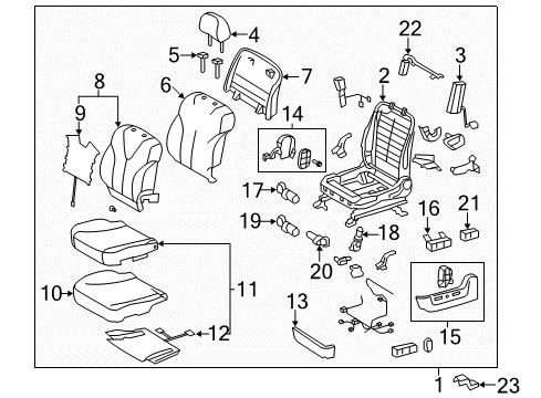 Diagram for 2009 Toyota Camry Driver Seat Components 