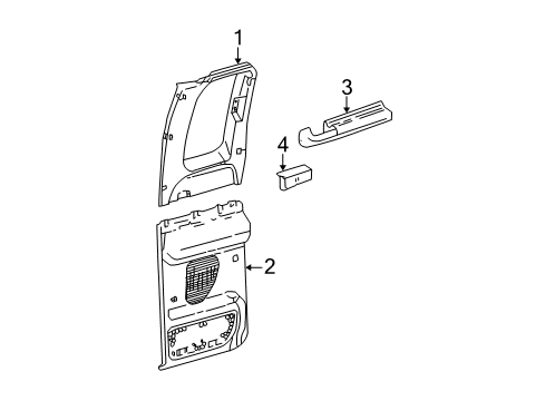 2001 Ford F-250 Super Duty Interior Trim - Rear Door Armrest Diagram for YC3Z2827540AAB