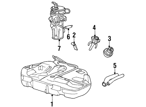 1997 Lincoln Continental Fuel System Components Fuel Pump Diagram for F7OZ-9A407-AB