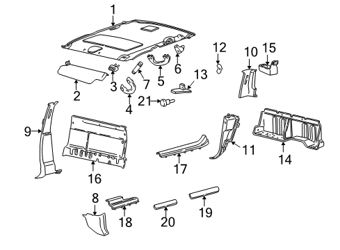 2003 Ford F-150 Interior Trim - Cab Weatherstrip Pillar Trim Diagram for 2L3Z-1503599-AAC
