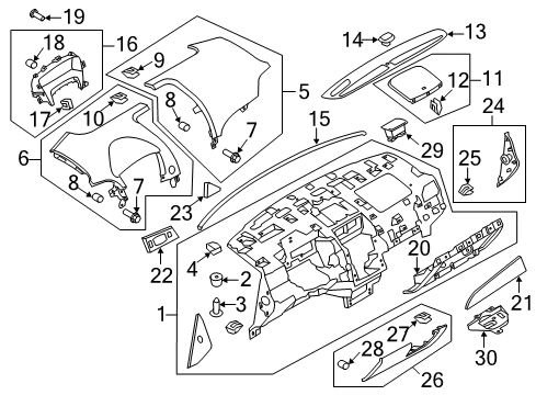 2015 Lincoln MKX Instrument Panel Upper Cover Bumper Diagram for -W704870-S300