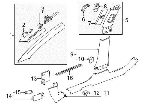 2014 Buick Regal Interior Trim - Pillars, Rocker & Floor Weatherstrip Pillar Trim Diagram for 39033171