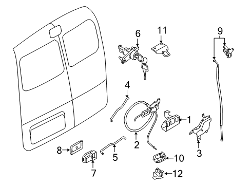 2017 Chevrolet City Express Rear Door Lower Latch Diagram for 19318274