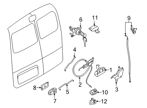 2017 Chevrolet City Express Rear Door Upper Latch Diagram for 19316962