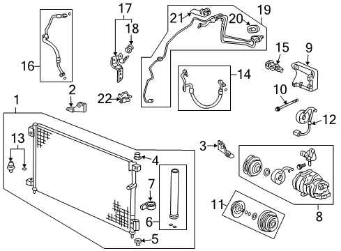 2005 Acura TL A/C Condenser, Compressor & Lines Shroud, Air Conditioner Diagram for 38615-RDA-A00