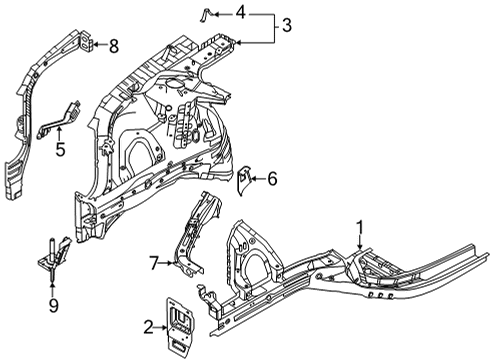 2020 Hyundai Sonata Structural Components & Rails Bracket Assembly-Fender MTG UPR FR Diagram for 64495-L1000