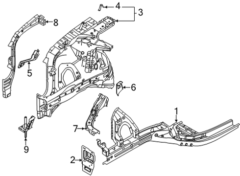 2020 Hyundai Sonata Structural Components & Rails Bracket Assembly-Fender & BPR MTG Diagram for 64577-L1000