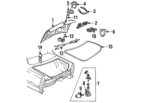 1993 Cadillac Fleetwood Trunk Lid & Components Weatherstrip Asm-Rear Compartment Lid Diagram for 25605284