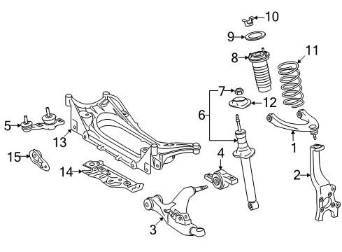 2011 Lexus IS F Front Suspension Components, Lower Control Arm, Upper Control Arm, Ride Control, Stabilizer Bar ABSORBER Set, Shock Diagram for 48510-80534